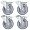 vidaXL Ruote Girevoli con Foro per Bulloni e Doppio Freno 4 pz 100 mm