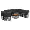 vidaXL Set di divani da esterno 10 pcs Nero e Grigio scuro Poliestere