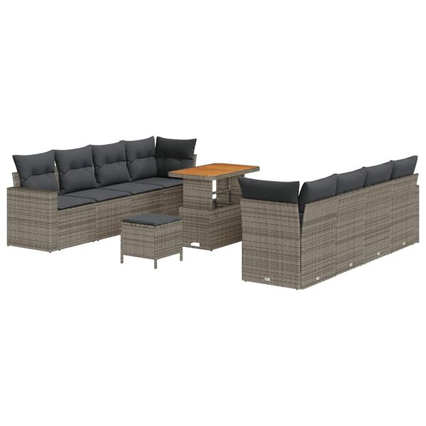 vidaXL Set Divano da Giardino 11 pcs Grigio polyrattan