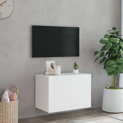 vidaXL Mobile TV a Parete con Luci LED Bianco 60x35x41 cm