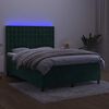vidaXL Letto a Molle con Materasso e LED Verde Scuro 140x200cm Velluto