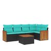 vidaXL Set Divani da Giardino 6 pz con Cuscini Nero in Polyrattan