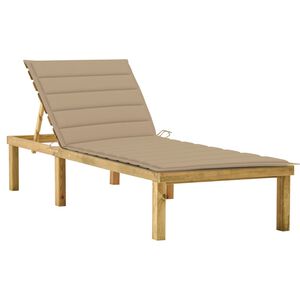 vidaXL Lettino da Giardino con Cuscino Beige Legno Pino Impregnato