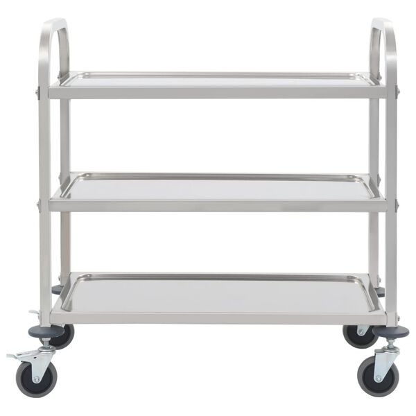 vidaXL Carrello da Cucina a 3 Livelli 96,5x55x90 cm in Acciaio Inox
