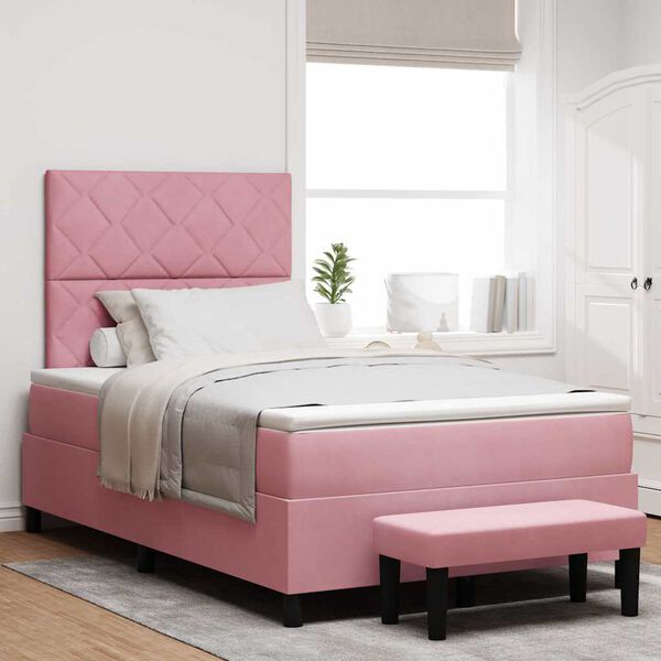 vidaXL Letto a molle con materasso Rosa 120 x 190 cm Velluto