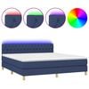 vidaXL Letto a Molle con Materasso e LED Blu 160x200 cm in Tessuto