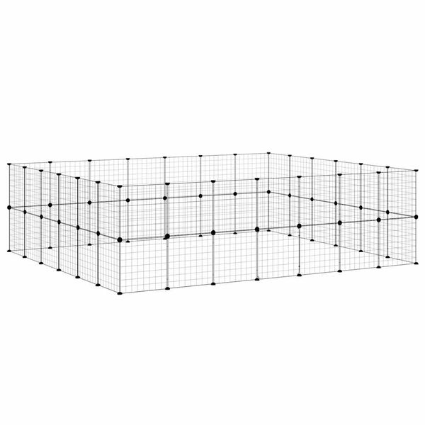 vidaXL Gabbia per Animali 52 Pannelli con Porta Nero 35x35 cm Acciaio