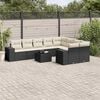 vidaXL Set Divani da Giardino 10pz con Cuscini in Polyrattan Nero