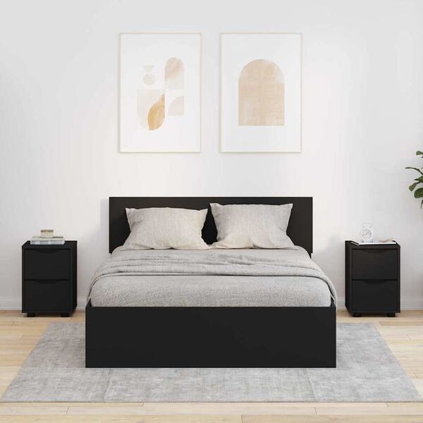 vidaXL Comodini 2 pcs Nero 30,5 x 30 x 43 cm Legno multistrato