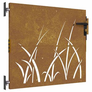 vidaXL Cancello da giardino 85x75 cm in acciaio Corten con design erba