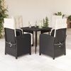 vidaXL Set da Pranzo da Giardino 5 pz Nero con Cuscini in Polyrattan