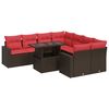 vidaXL Set Divani Giardino 9 pz con Cuscini Marrone Polyrattan Acacia