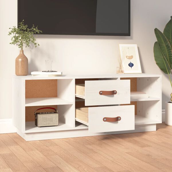vidaXL Mobile Porta TV Bianco 100x34x40 cm in Legno Massello di Pino