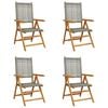vidaXL Sedie pieghevoli reclinabili, 4 pezzi, in polyrattan grigio e legno massello
