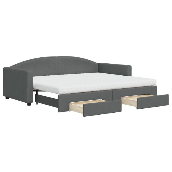 vidaXL Divano Letto Estraibile Cassetti Grigio Scuro 90x200cm Tessuto