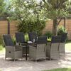 vidaXL Set da Pranzo per Giardino con cuscino 7 pcs Grigio polyrattan