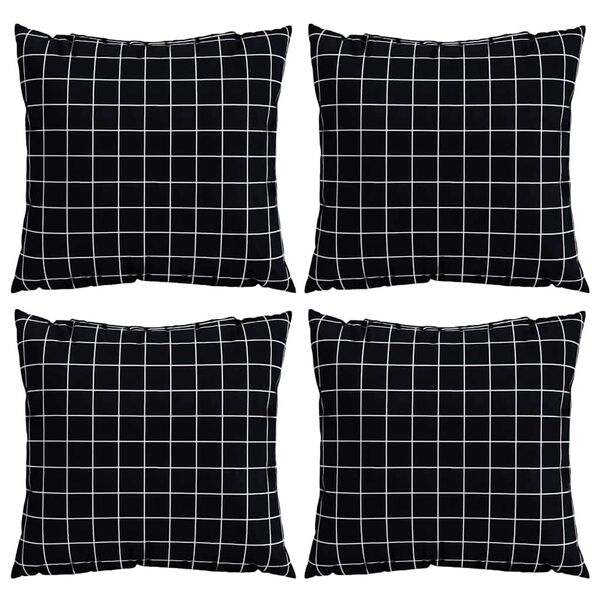 vidaXL Cuscini Scatter a scacchi 4 pcs Quadro Nero 40 x 40 cm
