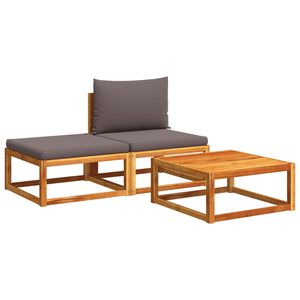 vidaXL Set di divani da giardino 3 pezzi con cuscini in legno di acacia e rattan
