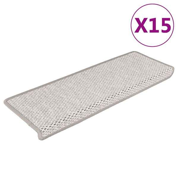 vidaXL Tappeti Autoadesivi Scale Aspetto Sisal 15 pz 65x21x4cm Platino