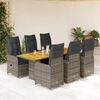 vidaXL Set Bistr&ograve; da Giardino 7 pz con Cuscini in Polyrattan Grigio