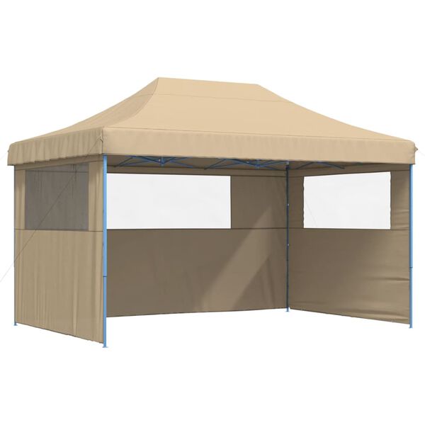vidaXL Tendone per Feste Pieghevole Pop-Up con 3 Pareti Beige