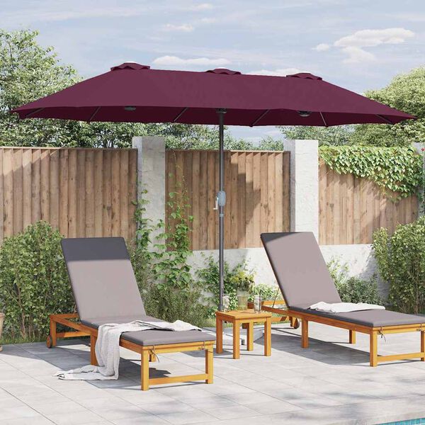 vidaXL Ombrello da giardino Rosso bordò 370 x 197 x 239 cm