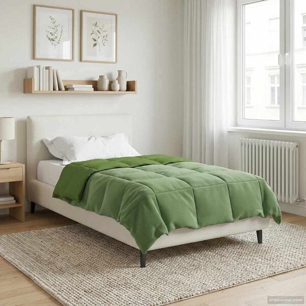 vidaXL Duvet Estivo Trapuntato Verde 140 x 200 cm Microfibra
