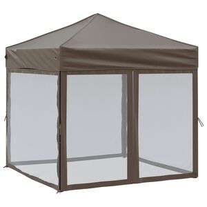 vidaXL Tenda per Feste Pieghevole con Pareti Laterali Tortora 2x2 m