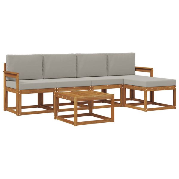 vidaXL Set di divani da esterno 6 pcs Grigio Naturale e Chiaro