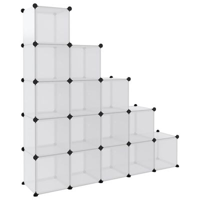 vidaXL Organizzatore Portaoggetti con 15 Cubi e Ante Trasparenti in PP