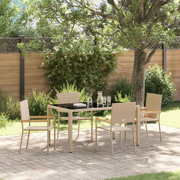 vidaXL Set da Pranzo per Giardino 5 pcs Beige polyrattan