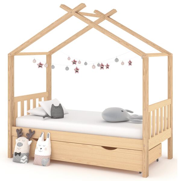 vidaXL Giroletto per Bambini con Cassetto Legno Massello Pino 80x160cm