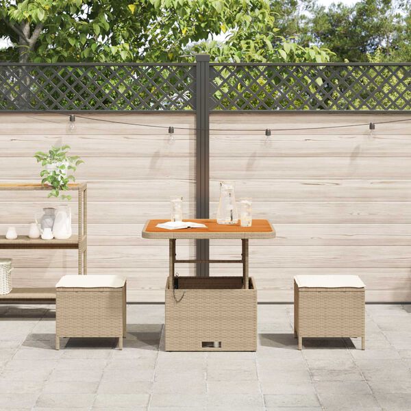 vidaXL Set da Pranzo per Giardino Beige polyrattan