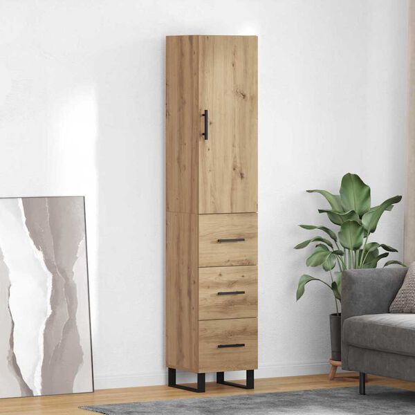 vidaXL Credenza con cassetto Rovere artigianale 34,5 x 34 x 180 cm