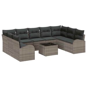 vidaXL Set di divani con cuscino 10 pcs Grigio polyrattan