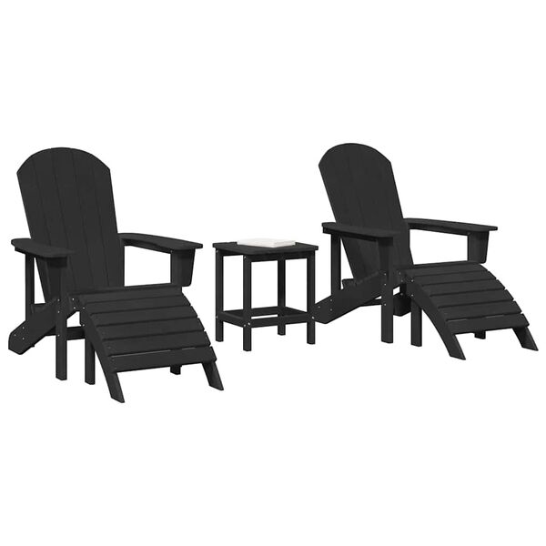 vidaXL Mobili da lounge da giardino 3 pcs Nero 38 x 38 x 46cm Plastica
