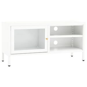 vidaXL Mobile TV Bianco 90x30x44 cm in Acciaio e Vetro