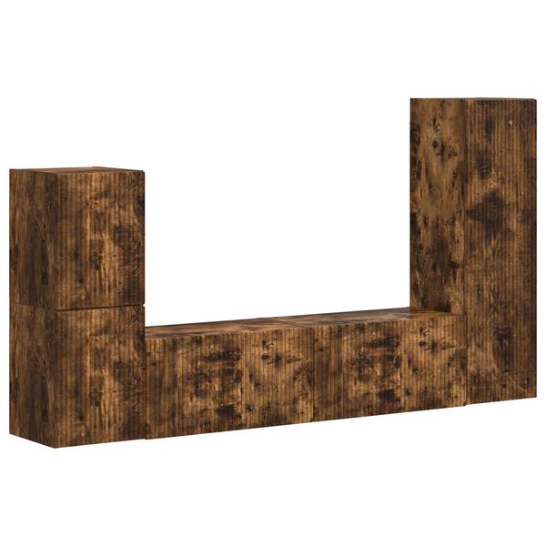 vidaXL Set mobile TV 4 pcs Rovere fum&eacute; Legno multistrato