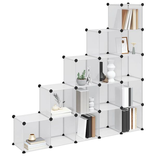 vidaXL Organizzatore Portaoggetti con 15 Cubi Trasparenti in PP