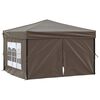 vidaXL Tenda per Feste Pieghevole con Pareti Laterali Tortora 3x3 m