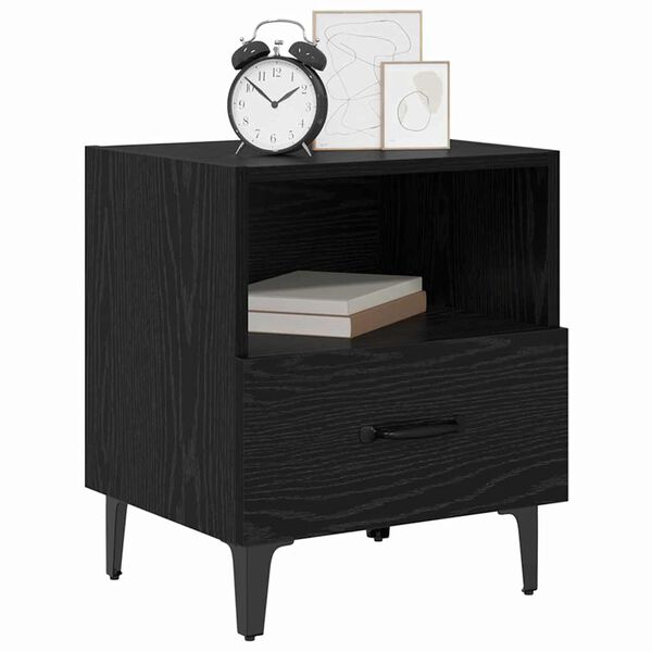 vidaXL Armadio da Notte con cassetto Rovere nero 40 x 35 x 47,5 cm