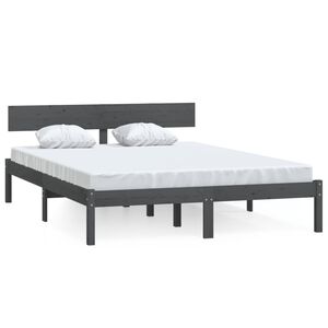 vidaXL Giroletto Grigio in Legno Massello 120x190 cm Small Double