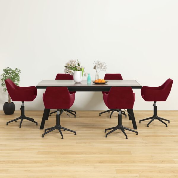 vidaXL Sedie da Pranzo Girevoli 6 pz Rosso Vino in Velluto