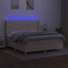 vidaXL Letto a Molle con Materasso e LED Crema 160x200 cm in Tessuto
