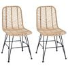 vidaXL Sedia da pranzo 2 pz Rattan e Ferro Naturale 44 x 54,5 x 85 cm