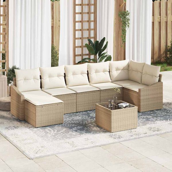 vidaXL Set di divani con cuscino 8 pcs Beige polyrattan
