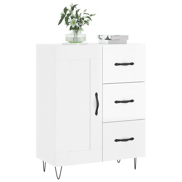 vidaXL Credenza 69,5x34x90 cm in Legno Multistrato Bianco Lucido