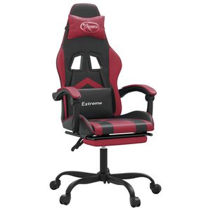 vidaXL Sedia da Gaming con Poggiapiedi Nero e Rosso Vino in Similpelle