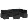 vidaXL Set Divano da Giardino con cuscino 9 pcs Nero Poly Rattan