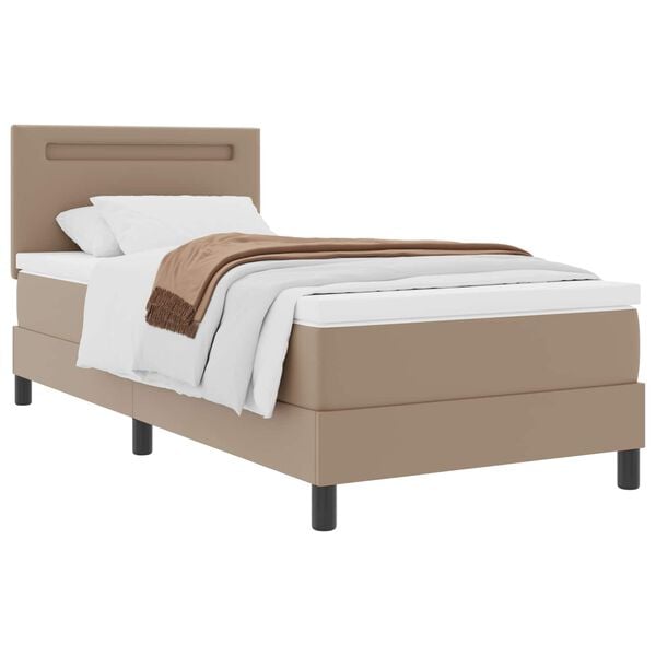 vidaXL Letto a molle Cappuccino 100 x 200 cm Pelle sintetica